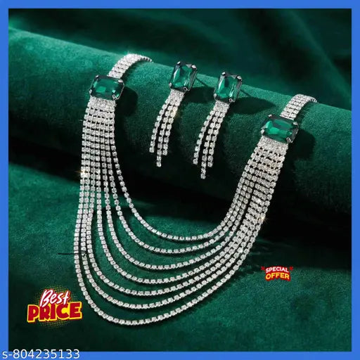 Western Silver Party Jewellery Set with Tassel Earrings
