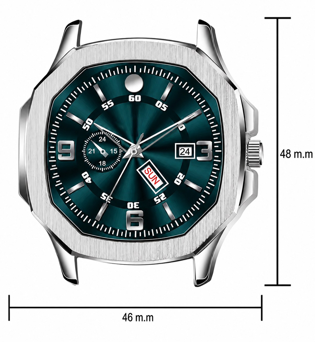 Katori Square Green Dial Day & Date Steel Analog Watch for Men