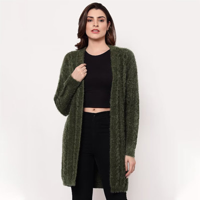 Women Green Longline Shrug