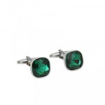 Green & Silver-Plated Square Cufflinks