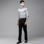 Men Grey Textured Custom Fit Pure Cotton Formal Shirt