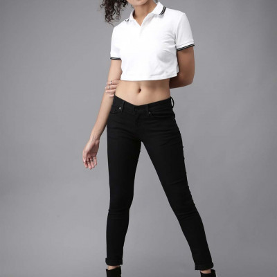 "Women Black Skinny Fit Mid-Rise Clean Look Stretchable Jeans "