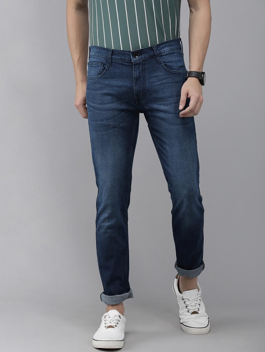 Men Blue Vapour Tapered Fit Low-Rise Light Fade Stretchable Jeans