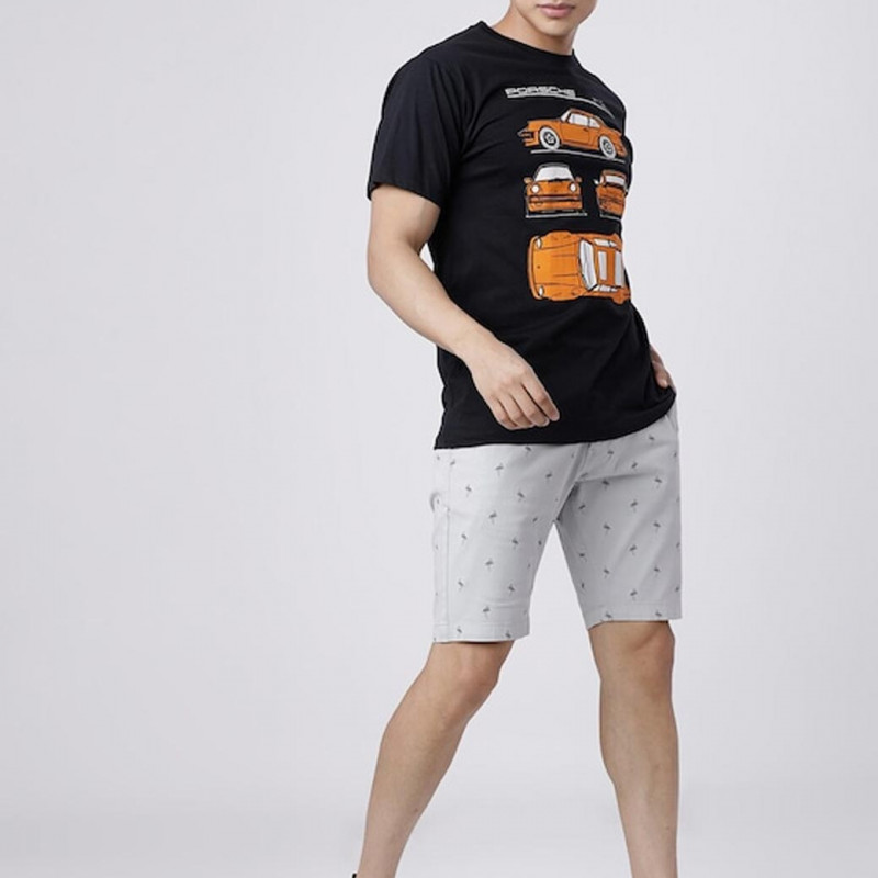 Men Charcoal Grey Solid Regular Fit Regular Shorts