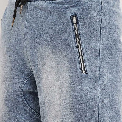 Men Blue Washed Denim Shorts